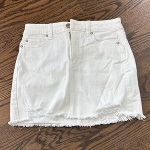 American Eagle Outfitters White Frayed Pencil Skirt